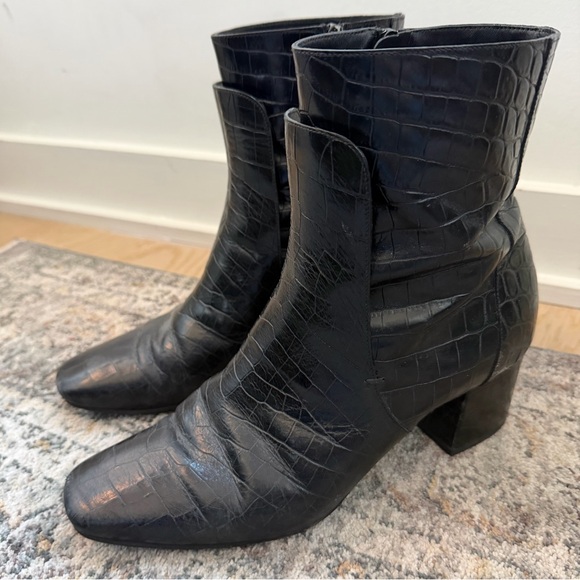 Givenchy Black Croc Embossed Boots - Picture 1 of 10